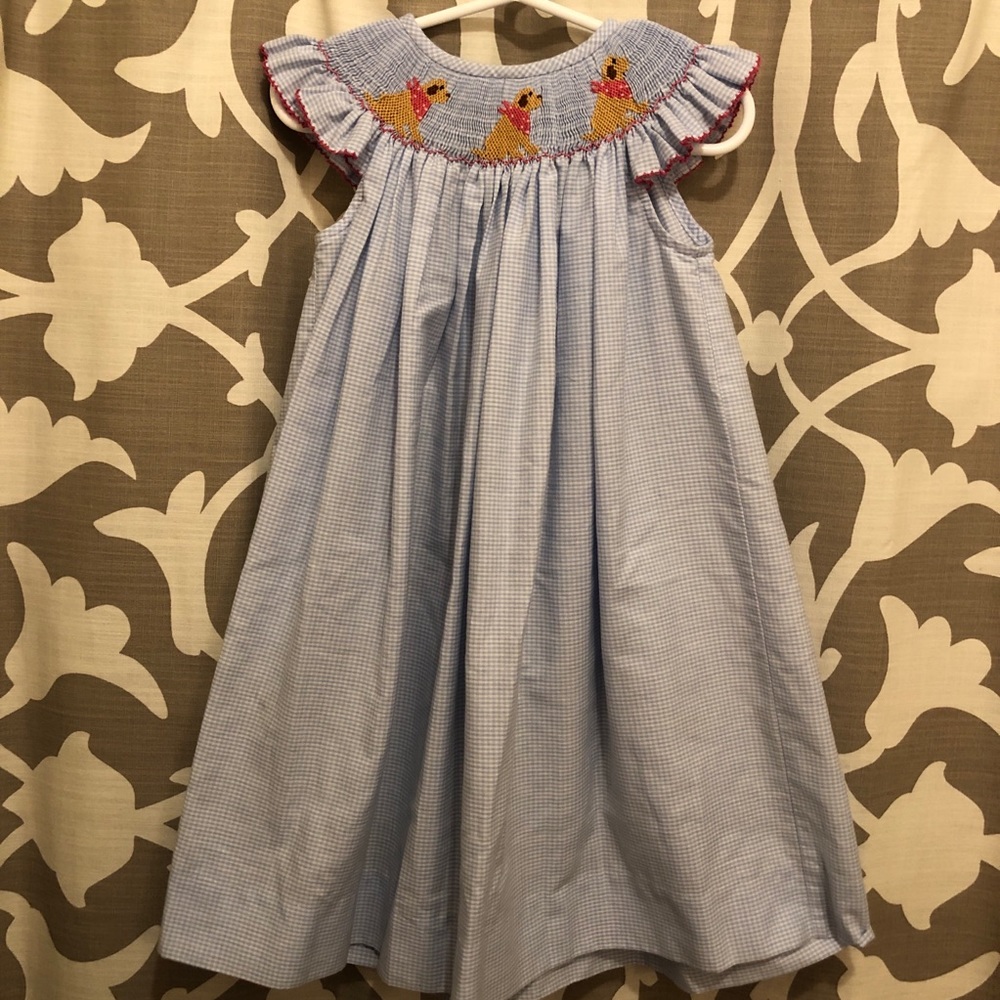 Puppy Dog Smocked Dress • 2T